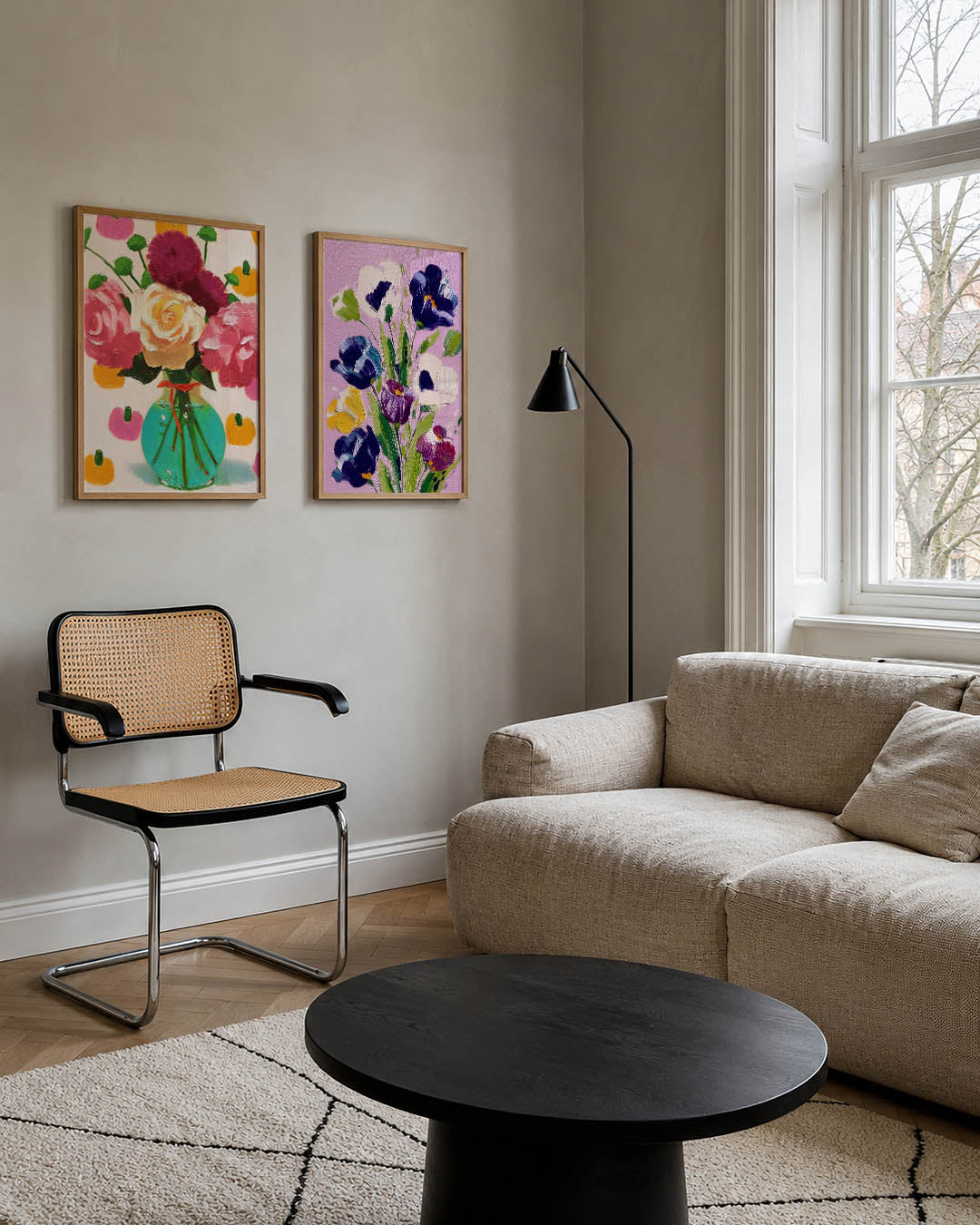 Bloemrijke kleurvlakken Posterset