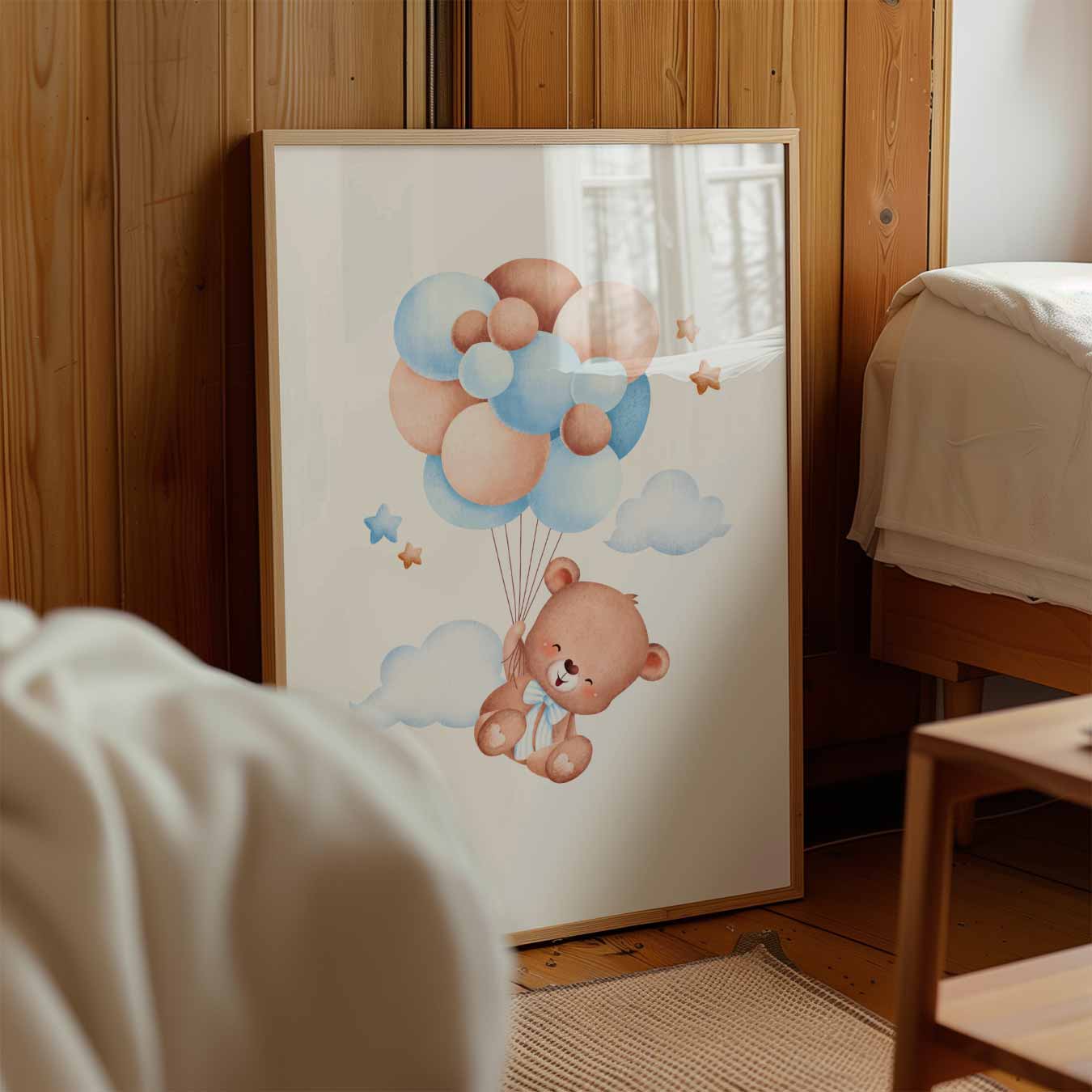Vrolijke Beer met Ballonnen Poster-WallArtistic