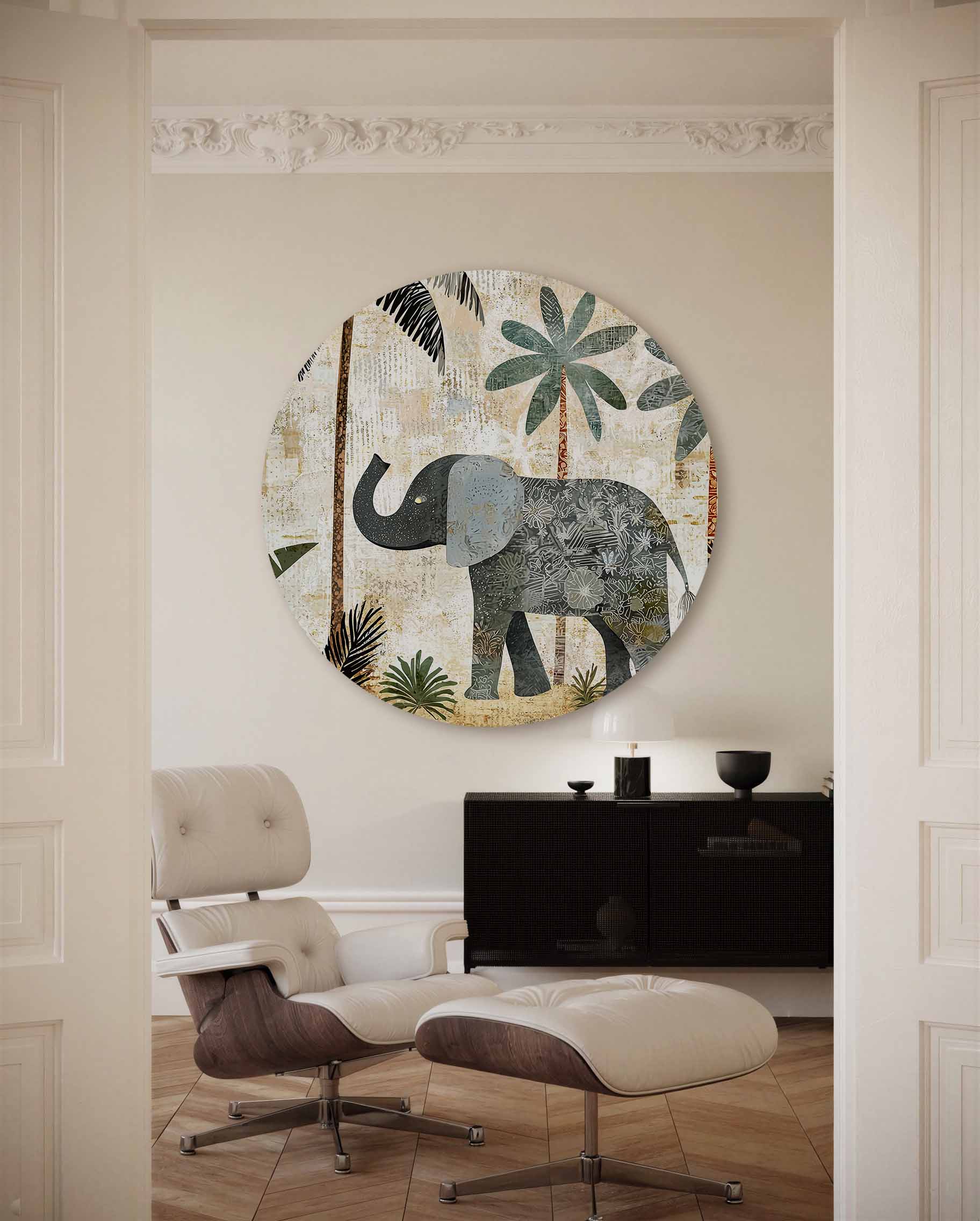 Olifant en palmbomen Muurcirkel