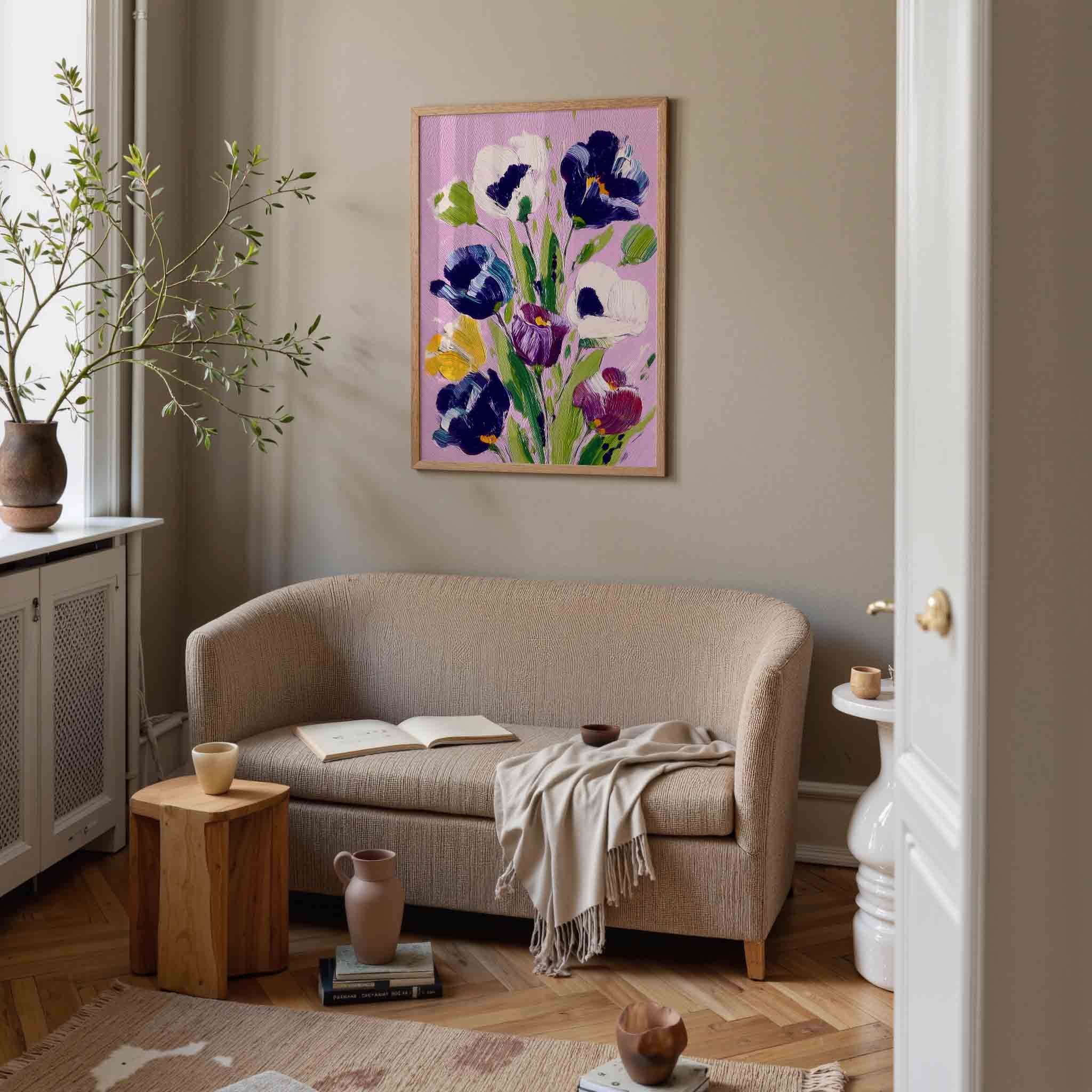 Bloemen op roze Poster