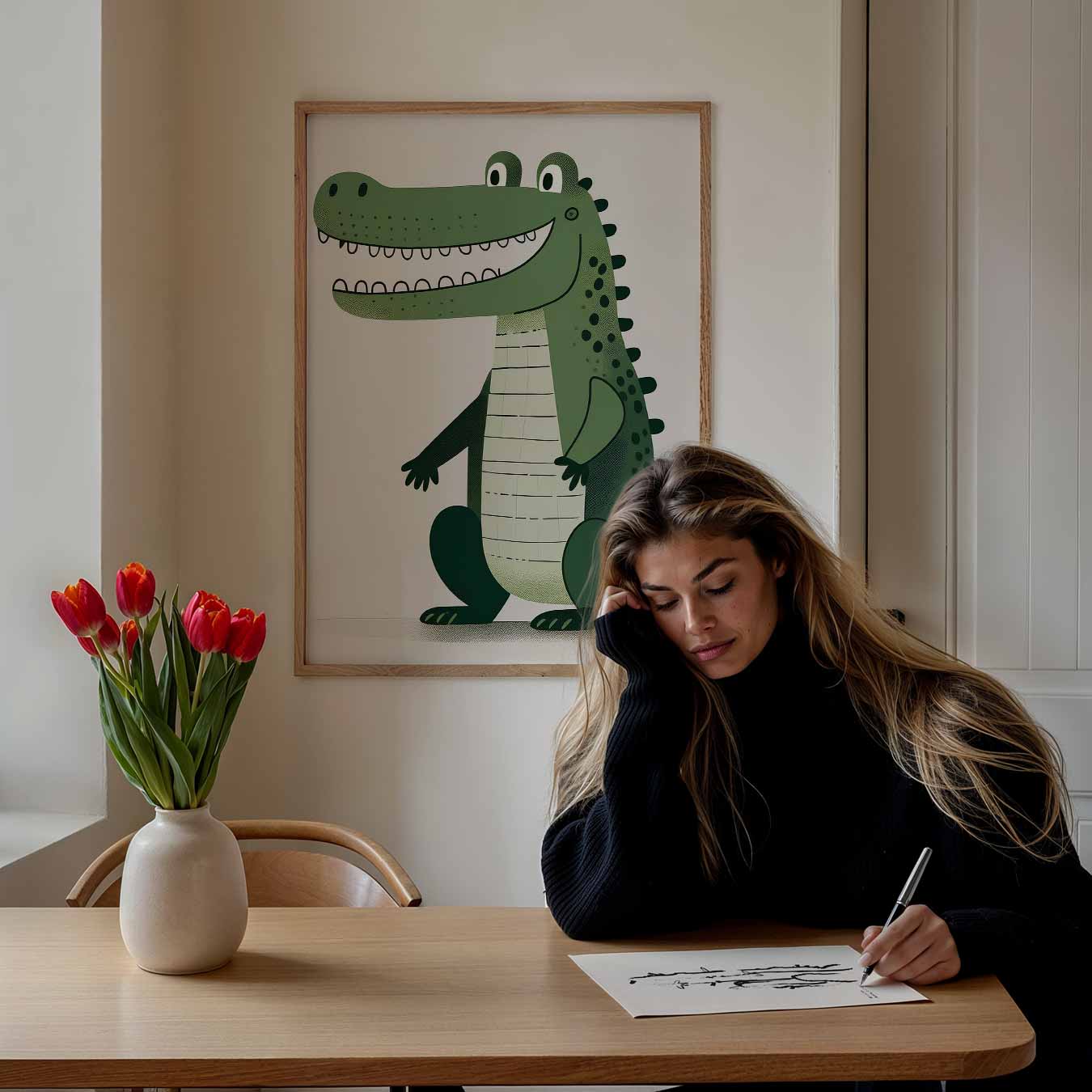 Vrolijke Krokodil Kinderkamer Poster-WallArtistic
