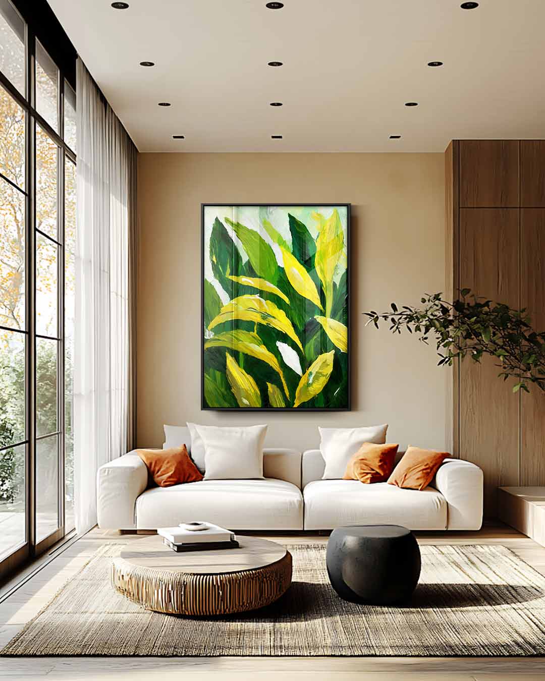 Tropische Bladeren Schilderij Kunstwerk-canvas-dibond-plexiglas-wanddecoratie-WallArtistic