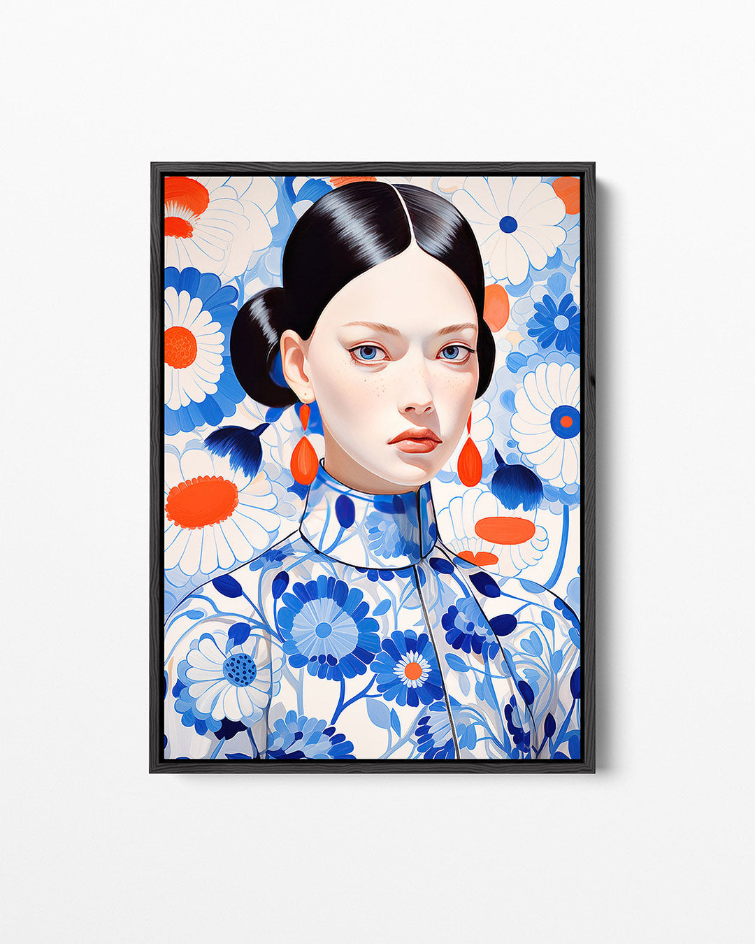Vrouw met bloemenpatroon Kunstwerk