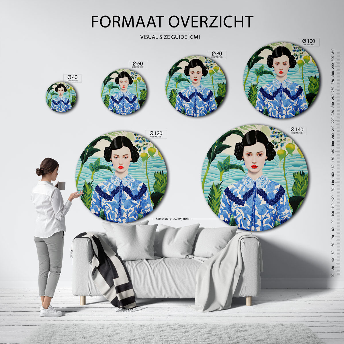 Vrouw met planten Muurcirkel