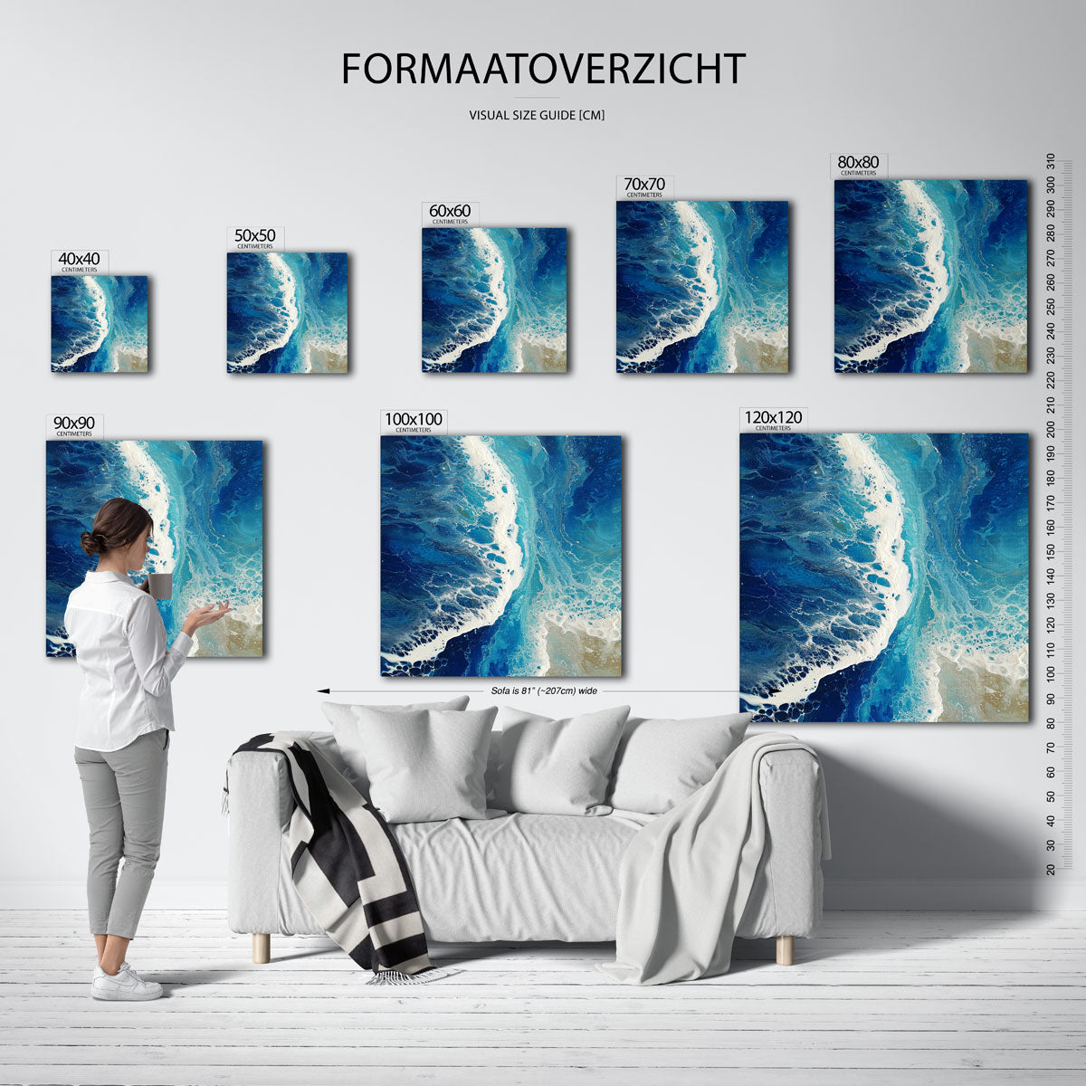 Golvende blauwe texturen Poster