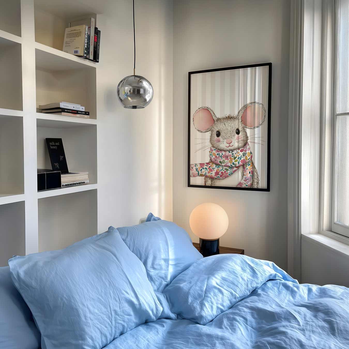 Schattige Muizenposter met Sjaal Poster-WallArtistic