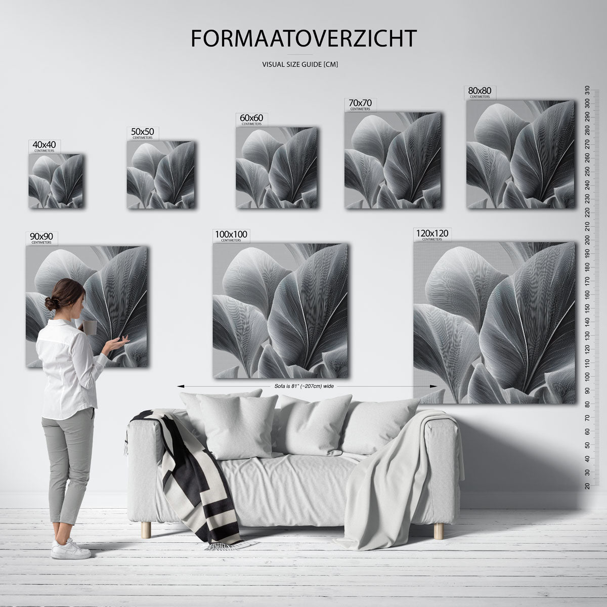 Bladeren in zwart wit Poster
