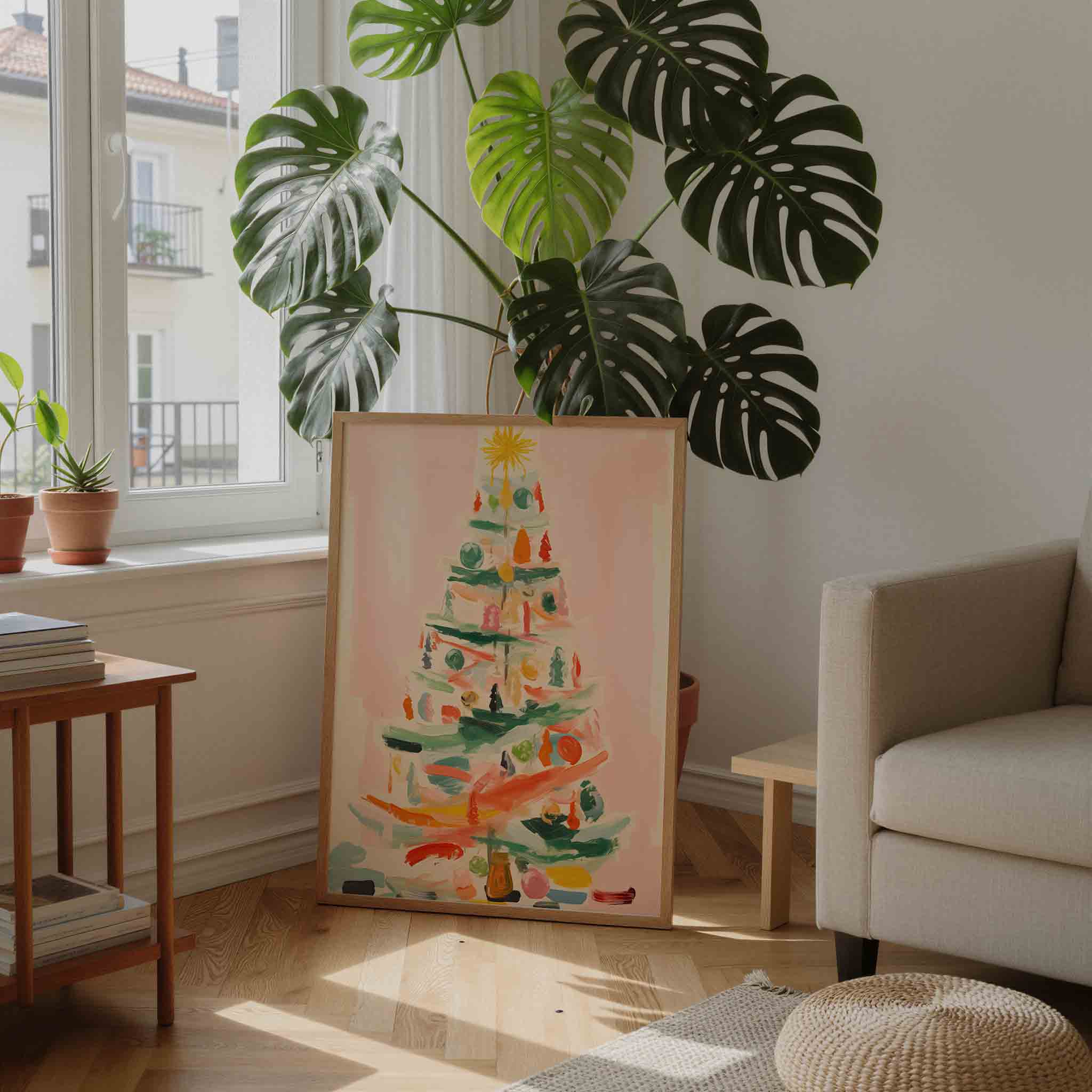 Kerstboom met decoraties Poster