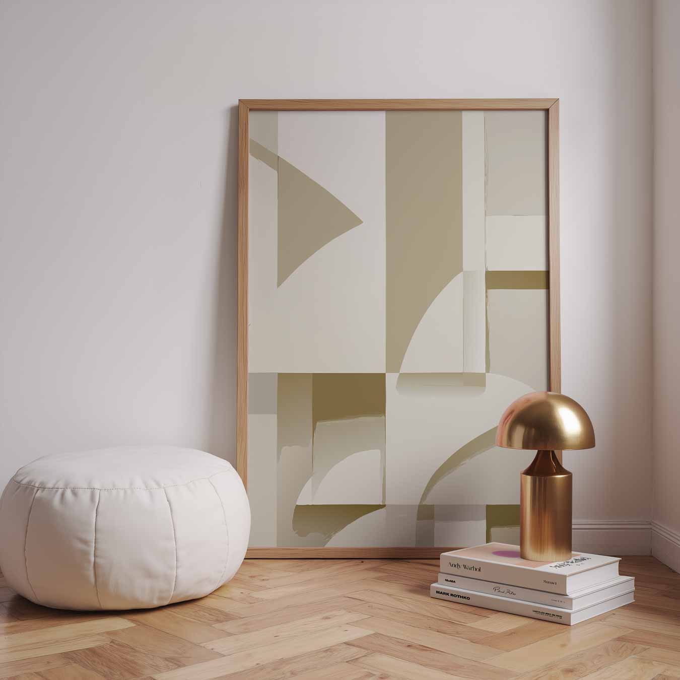 Moderne Beige Abstracte Poster-WallArtistic