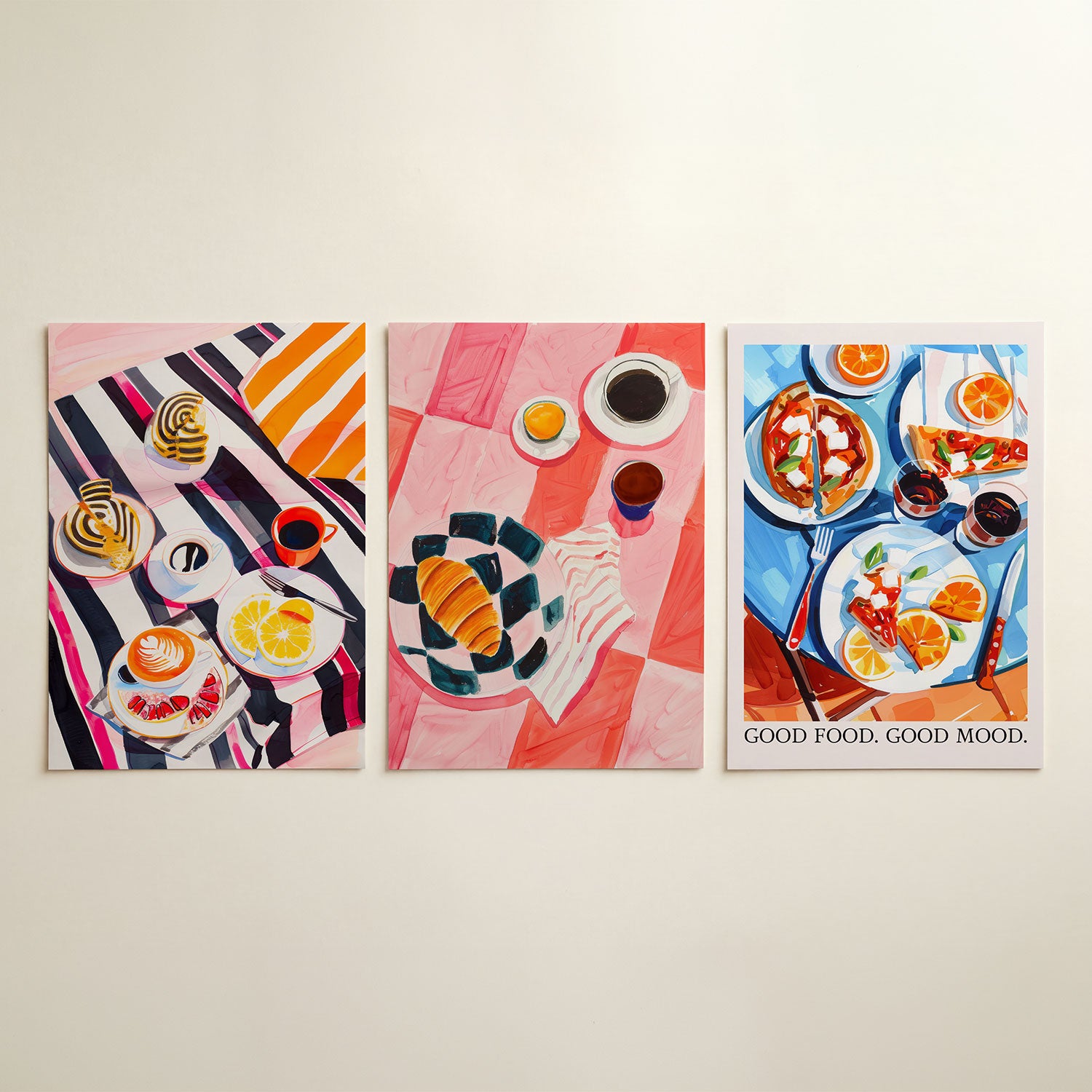 Kleurrijke ontbijtscène Posterset
