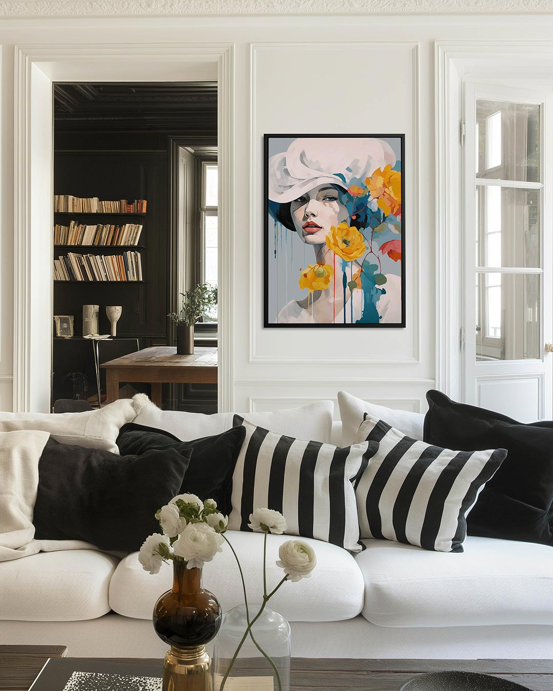 Vrouw met bloemen Kunstwerk