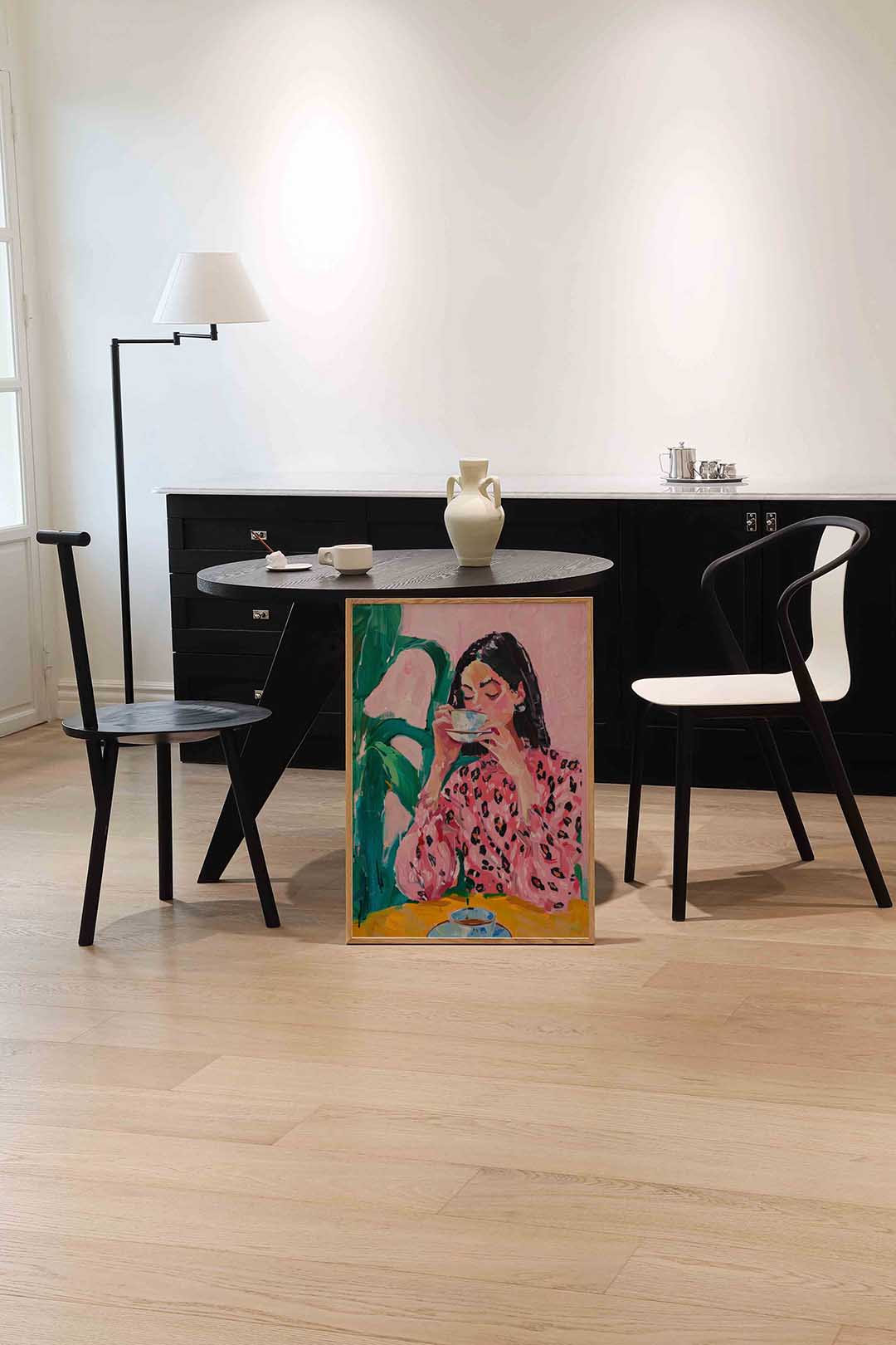 Vrouw met kopje Poster