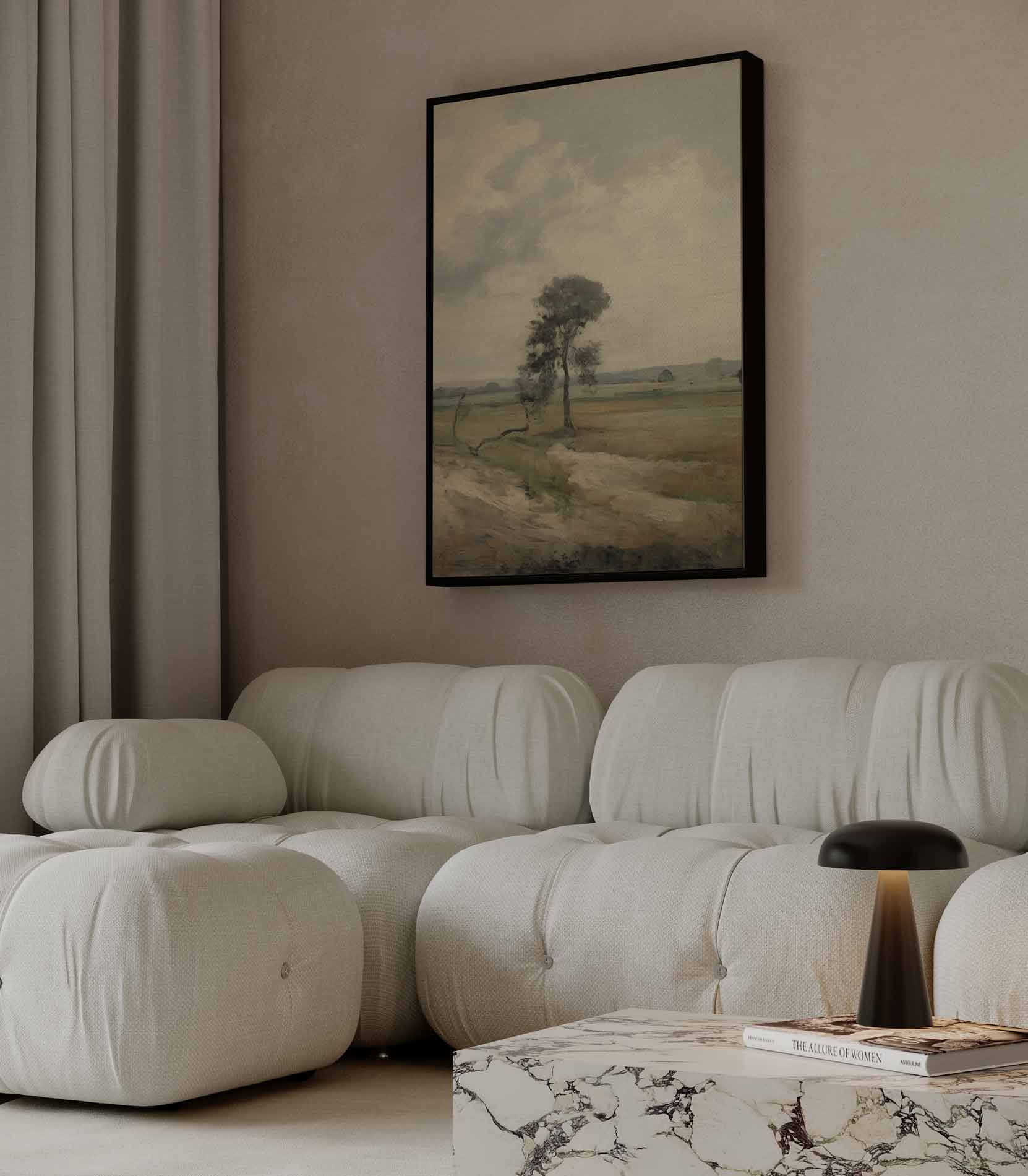 Eenzame Boom in Landschap Kunstwerk-canvas-dibond-plexiglas-wanddecoratie-WallArtistic