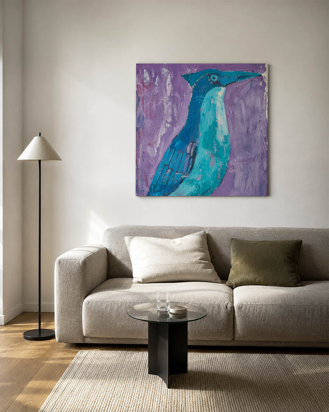 Vogelsilhouet in kleur Kunstwerk