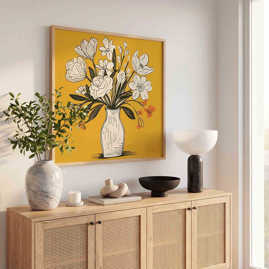 Bloemen in vaas Poster