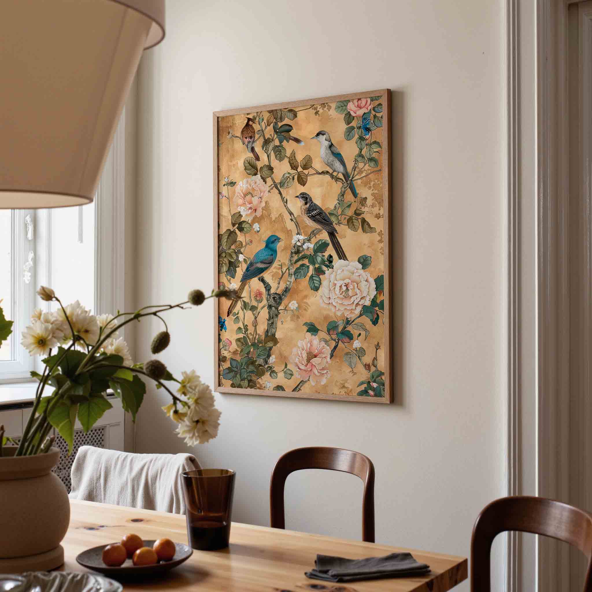 Vogels en bloemen Poster