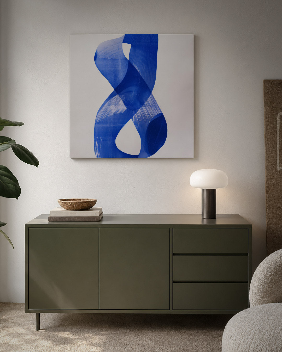 Dynamische blauwe vormen Kunstwerk
