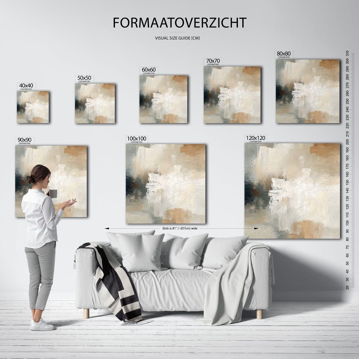 Abstracte beige en grijze Poster