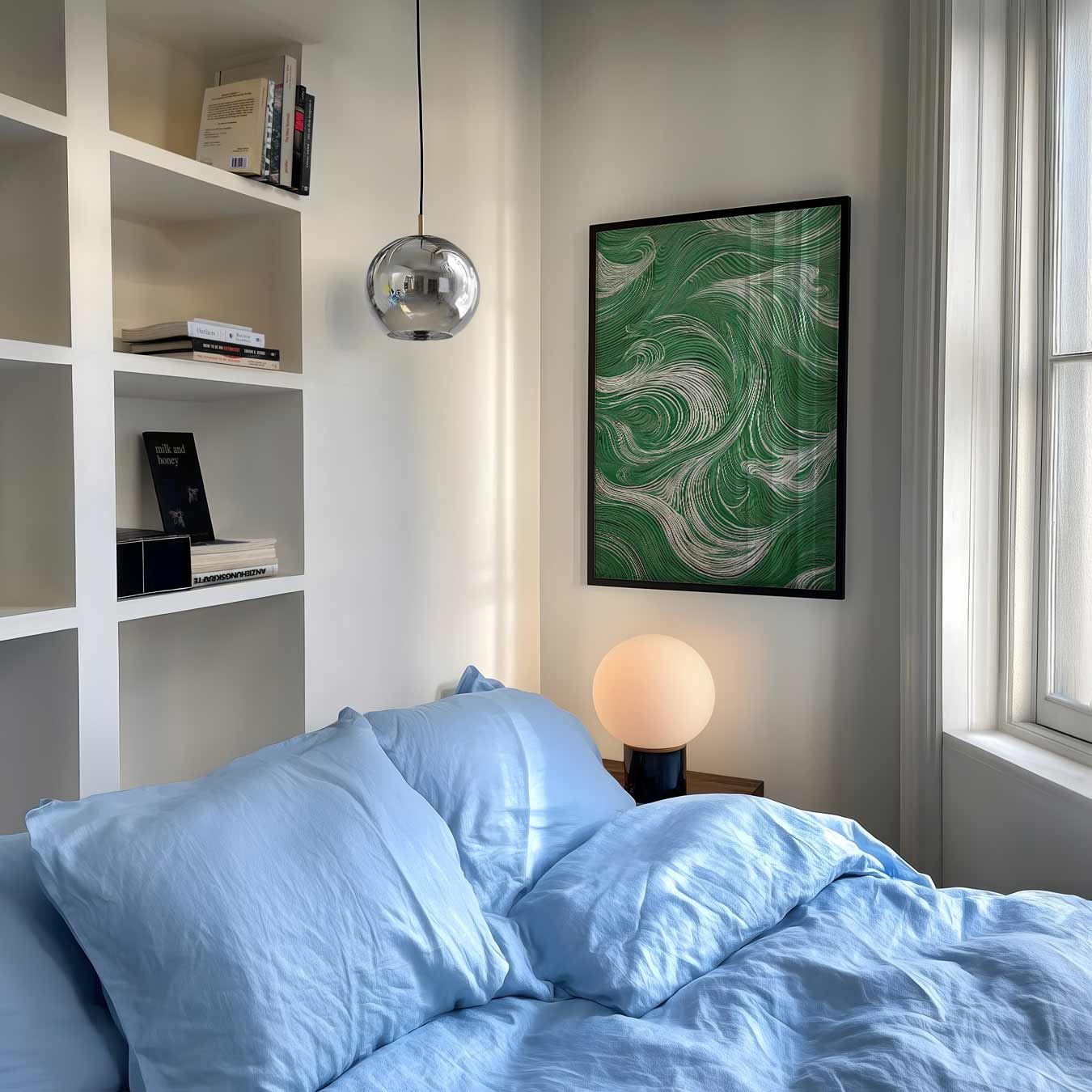 Golvende Groene Harmonie Poster-WallArtistic