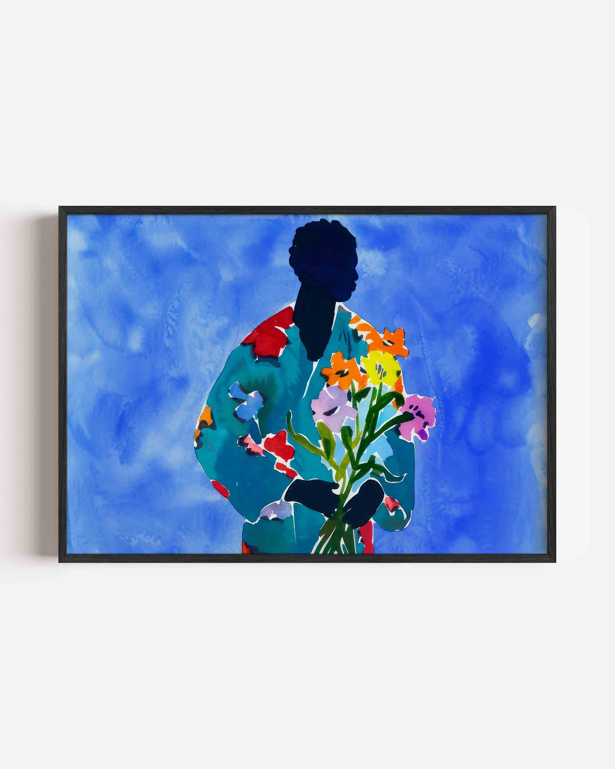 Figuur met bloemen Poster