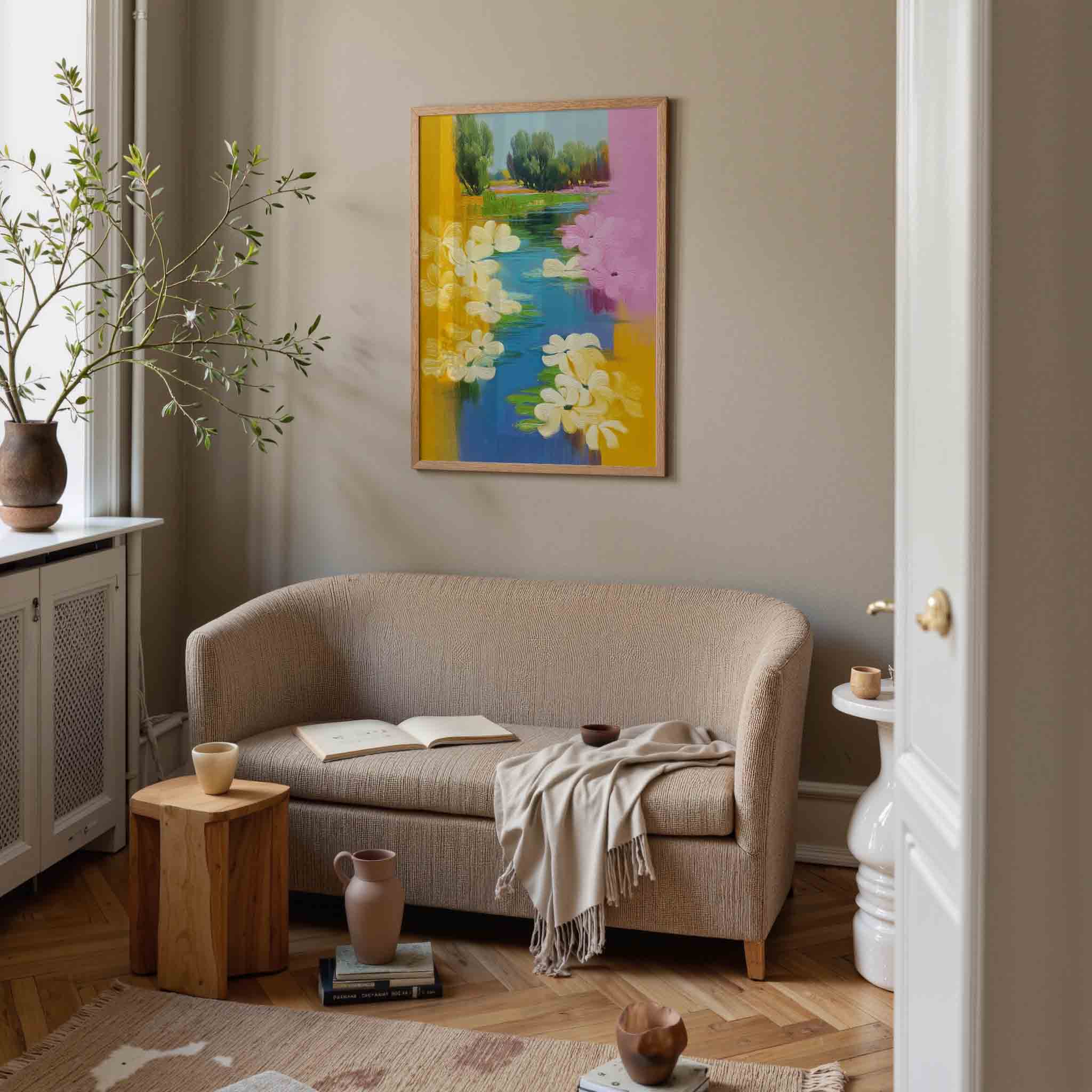 Bloemen en landschap Poster