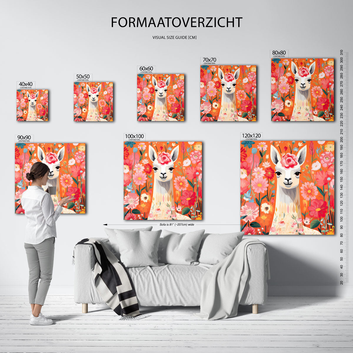 Lama tussen bloemen Poster