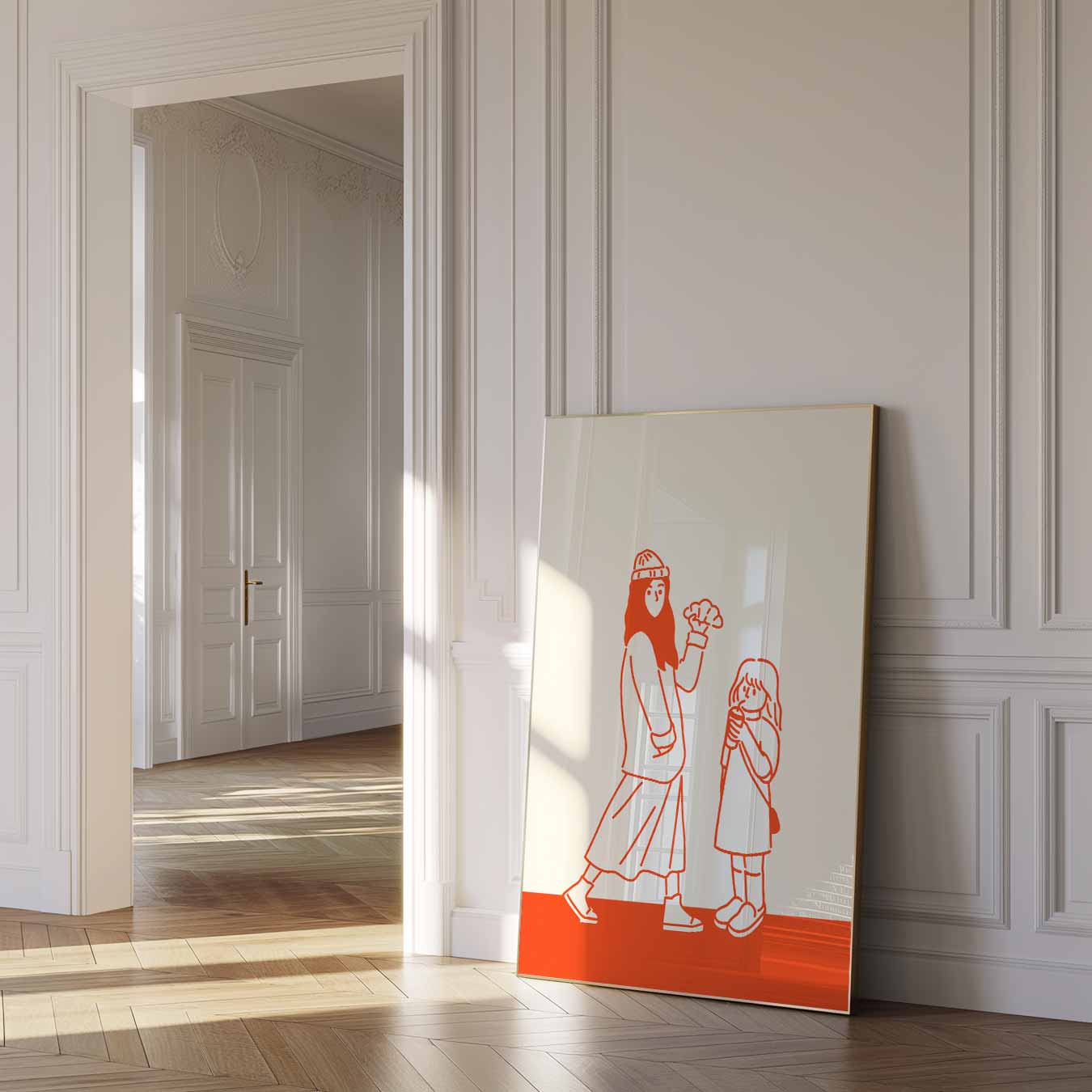 Vrolijke Wandeling Illustratie Poster-WallArtistic