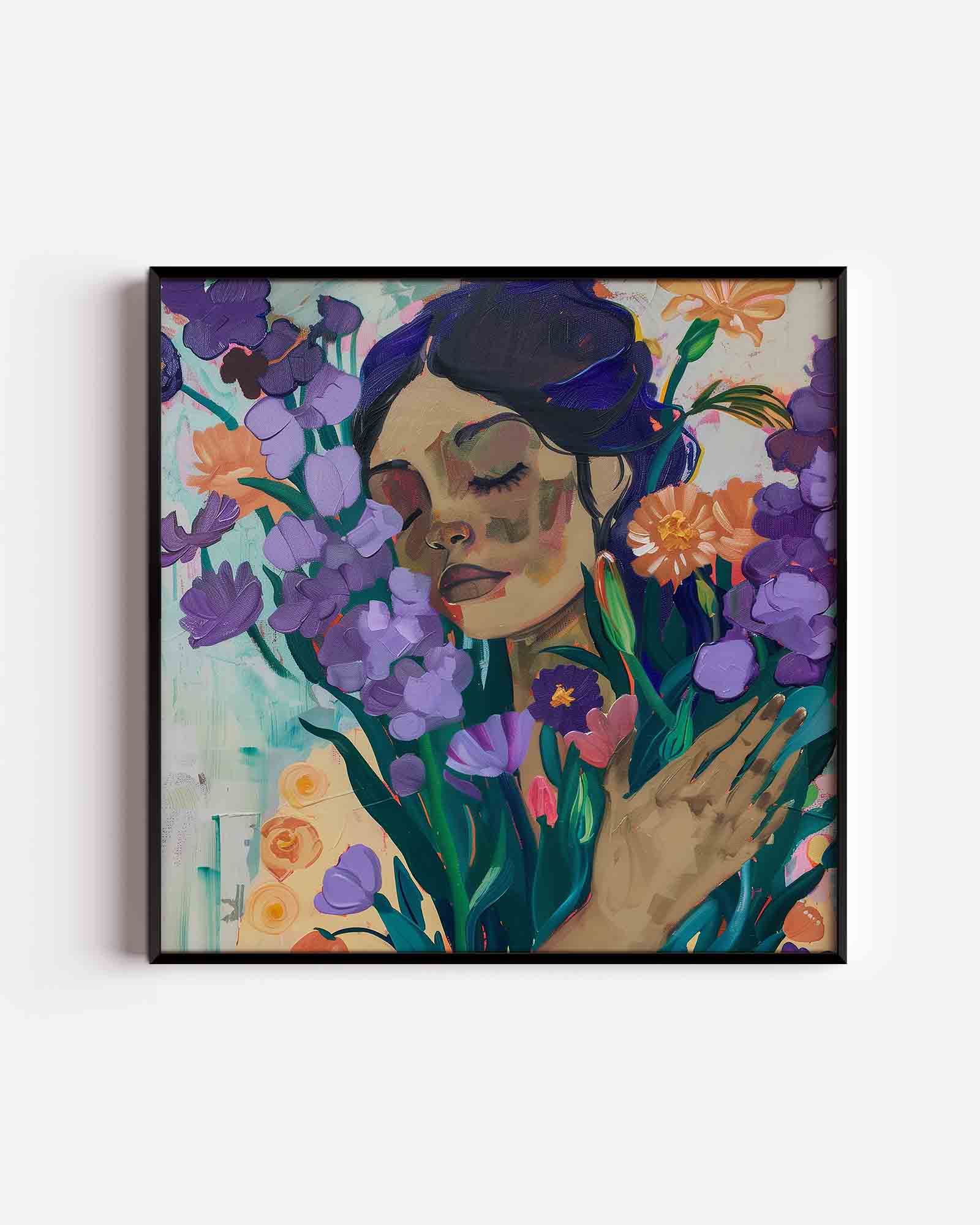 Vrouw met bloemen Poster