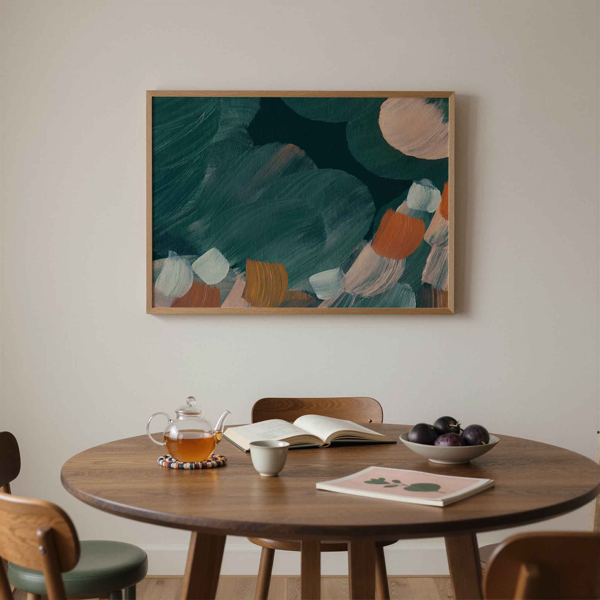 Abstracte penseelstreken Poster