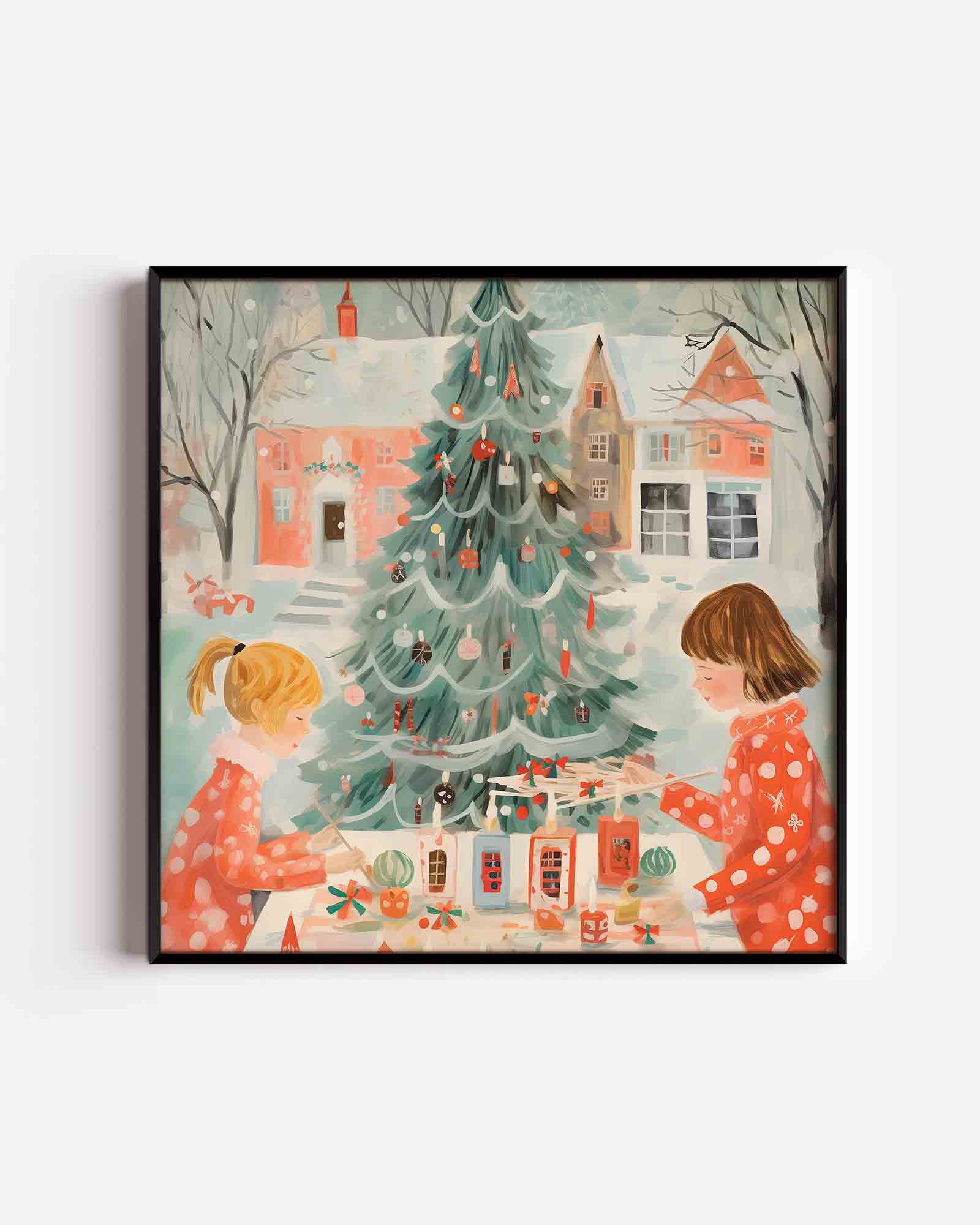 Kerstboom en kinderen Poster