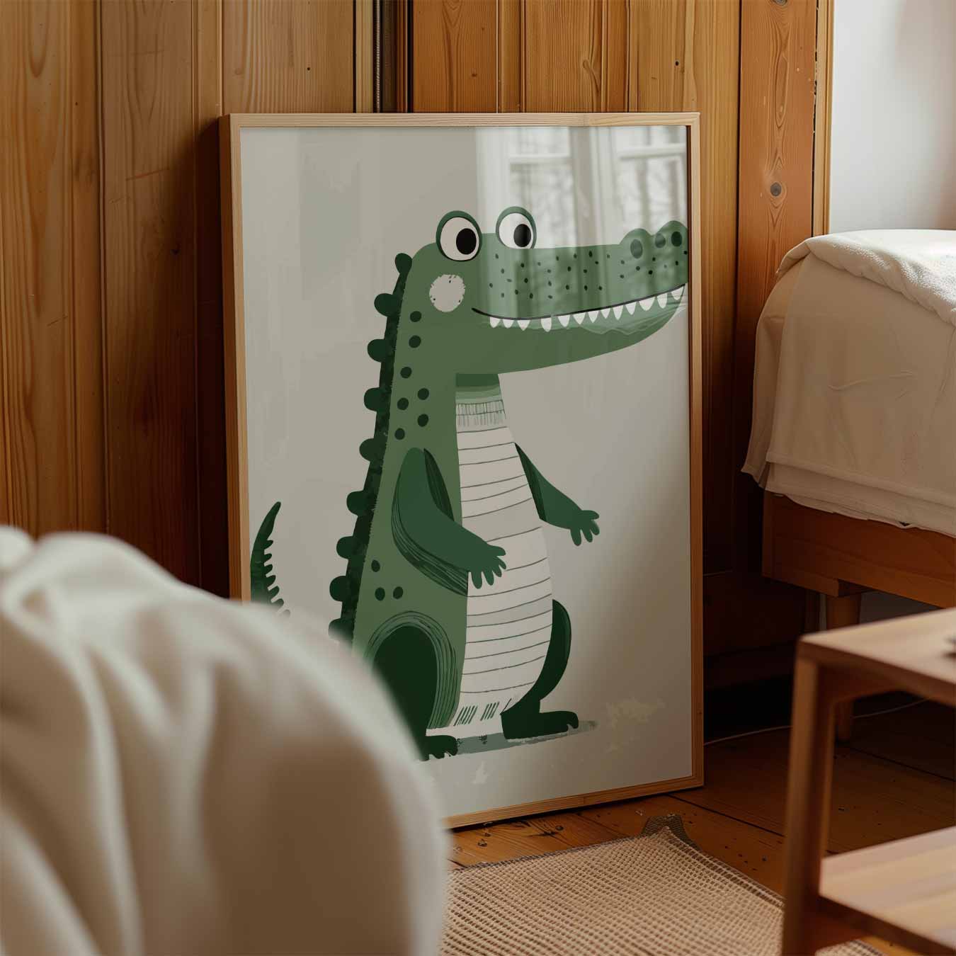 Vrolijke Krokodil Kinderkamerposter-WallArtistic