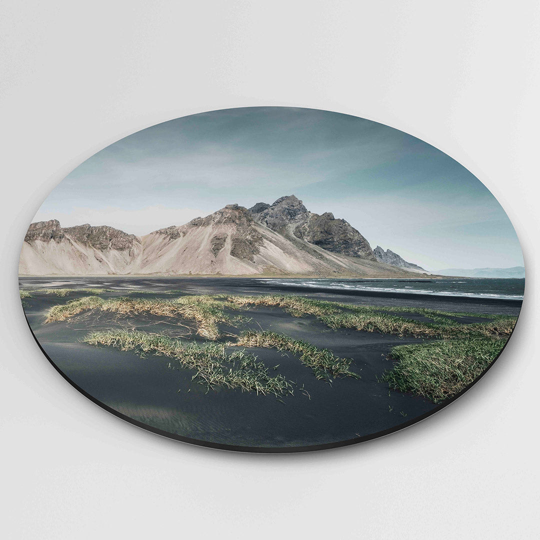 Berglandschap met gras Muurcirkel