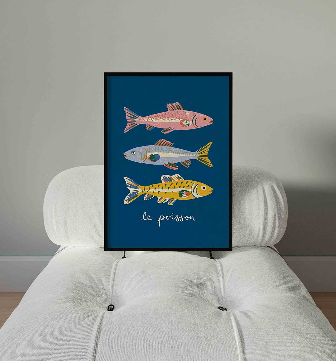 Drie kleurrijke vissen Poster