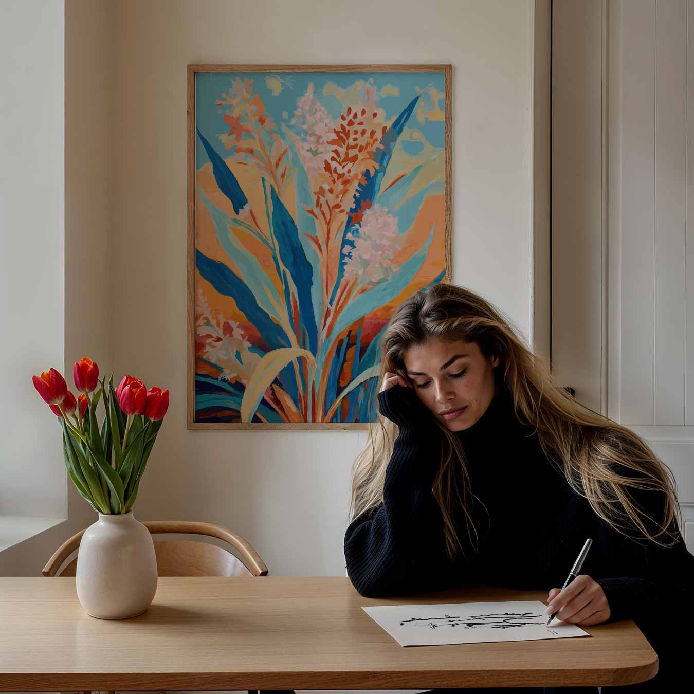 Kleurrijke Bloemen Fantasie Poster-WallArtistic