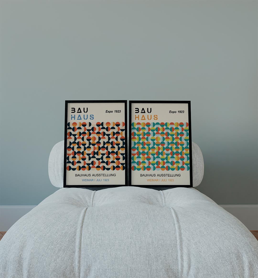 Cirkelpatroon en typografie Posterset