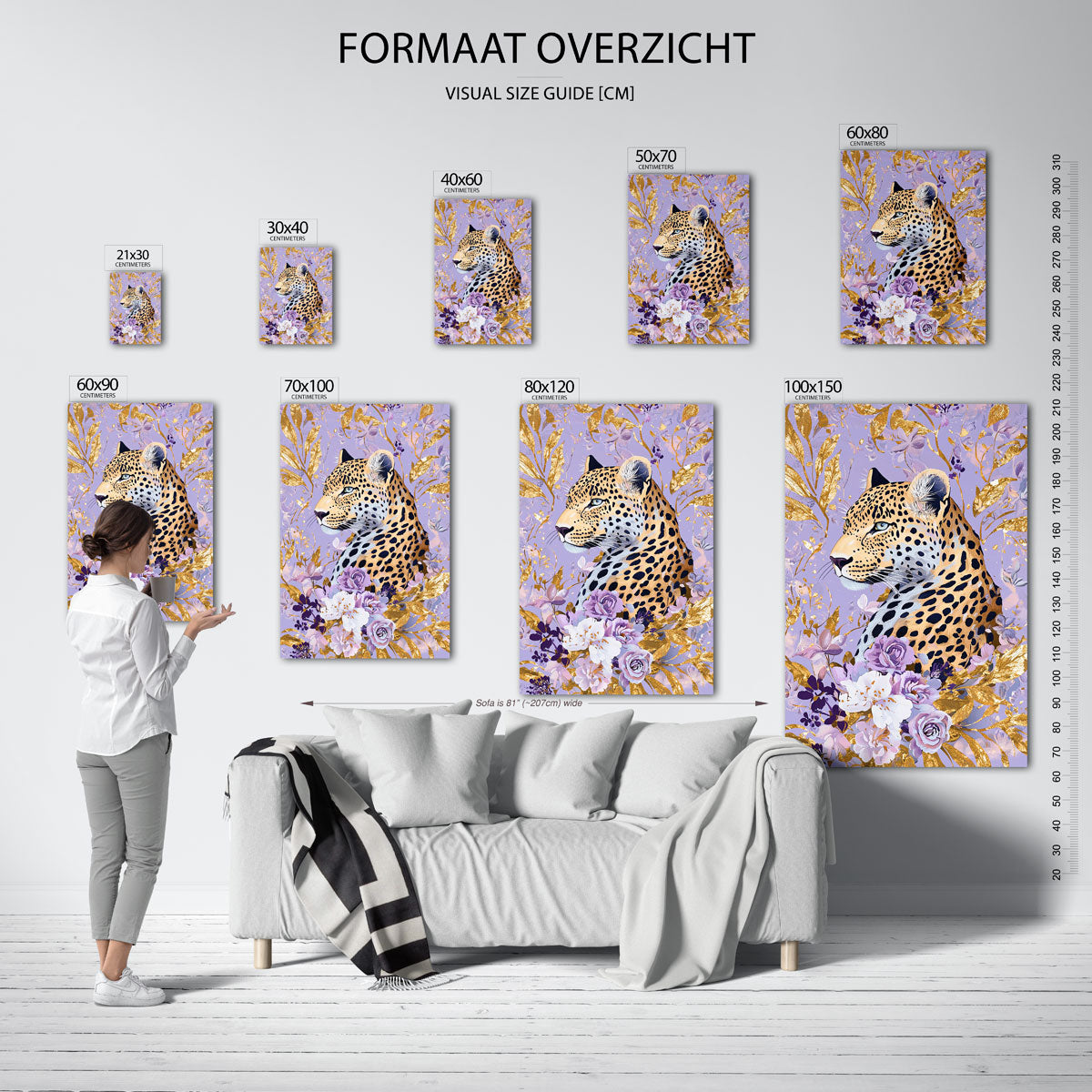 Luipaard met bloemen Poster