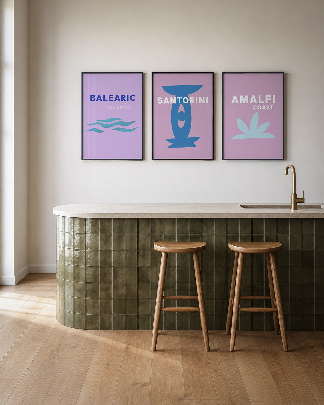 Golvend blauw Posterset