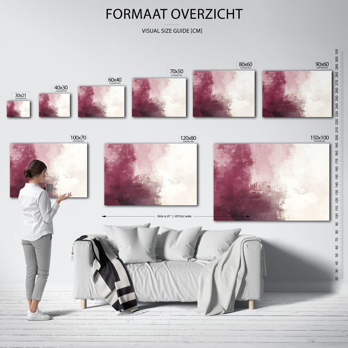 Abstracte roze en witte Poster