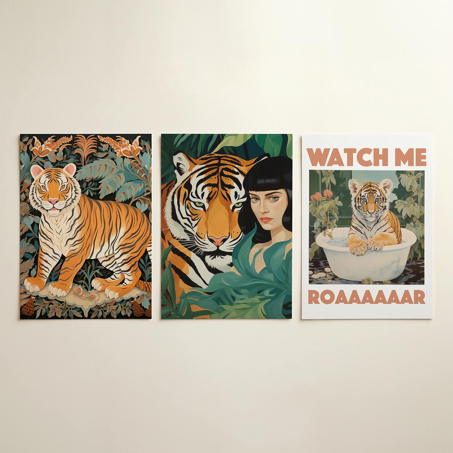 Tijger en bladeren Posterset