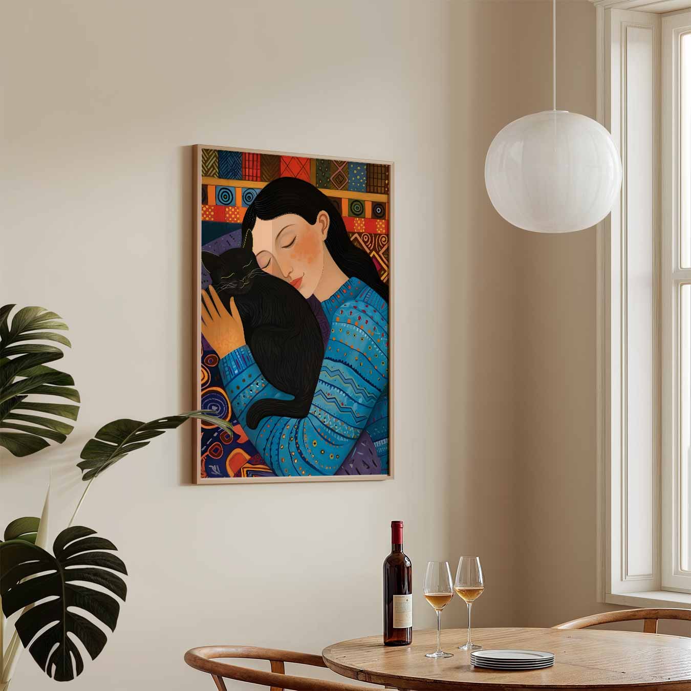 Warme Knuffel met Kat Poster-WallArtistic
