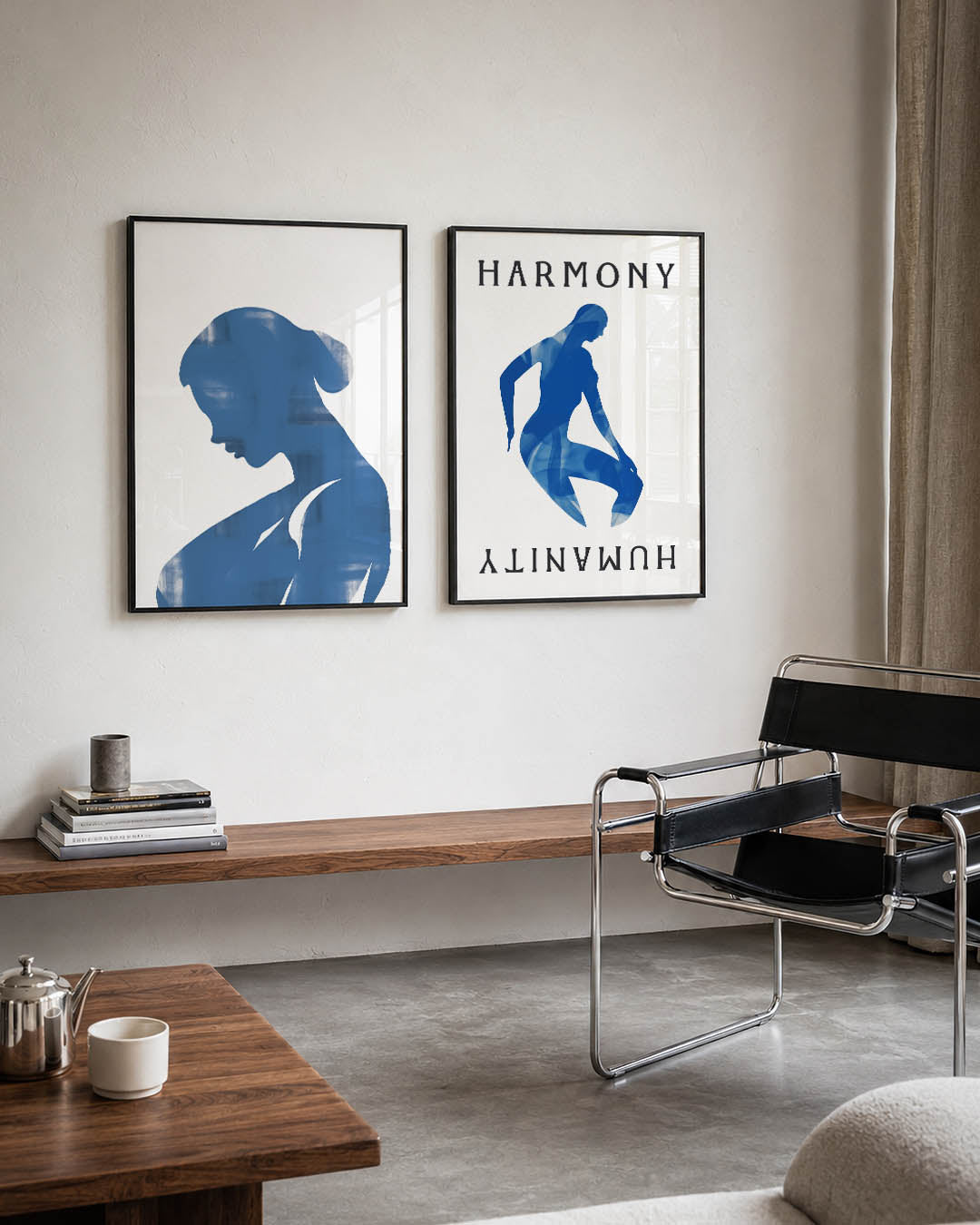 Blauwe silhouet Posterset