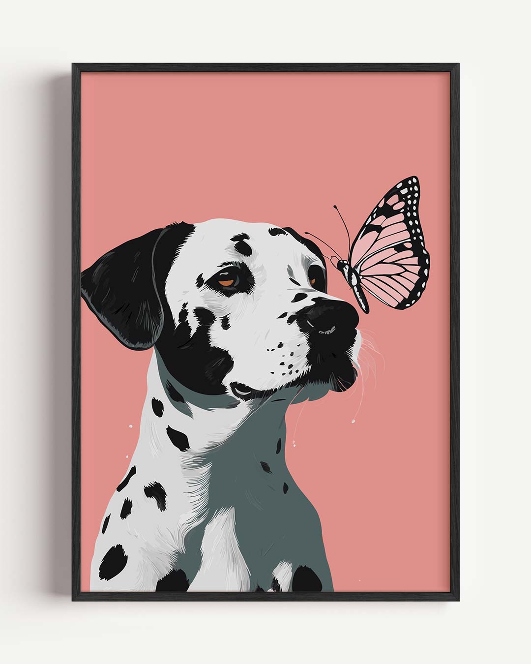 Dalmatier met Vlinder Vrolijkheid Poster-WallArtistic