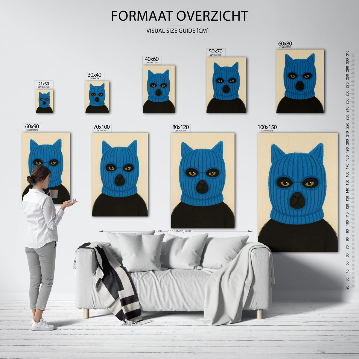 Kat met blauwe muts Poster