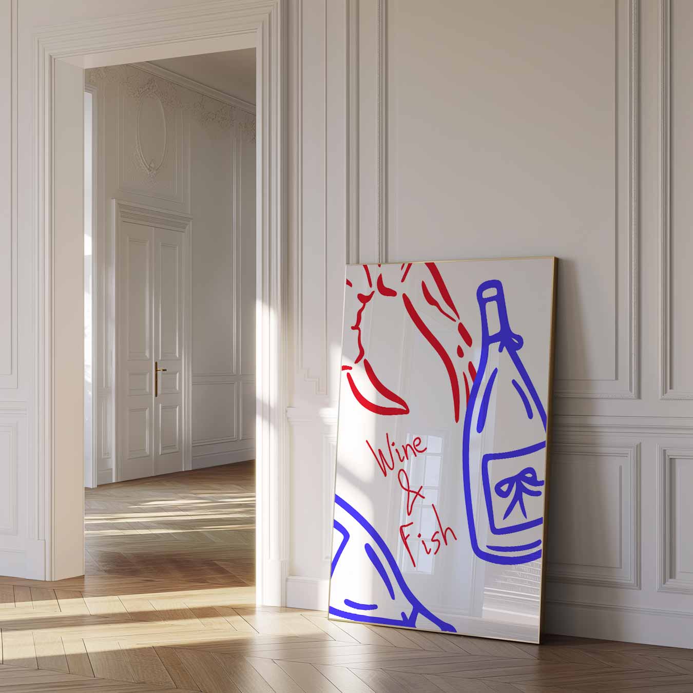 Wijn & Vis Poster-WallArtistic
