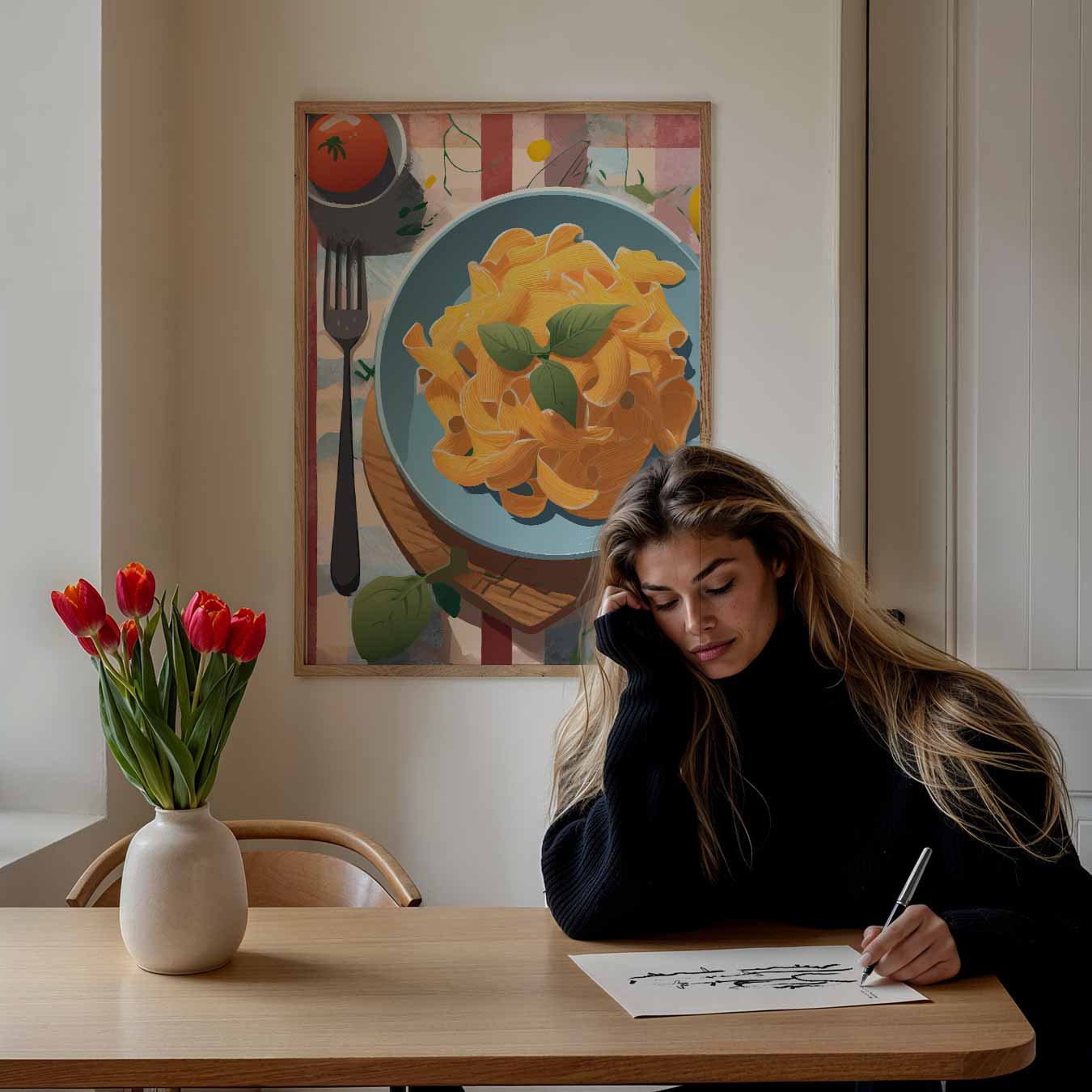 Vrolijke Italiaanse Pasta Poster-WallArtistic