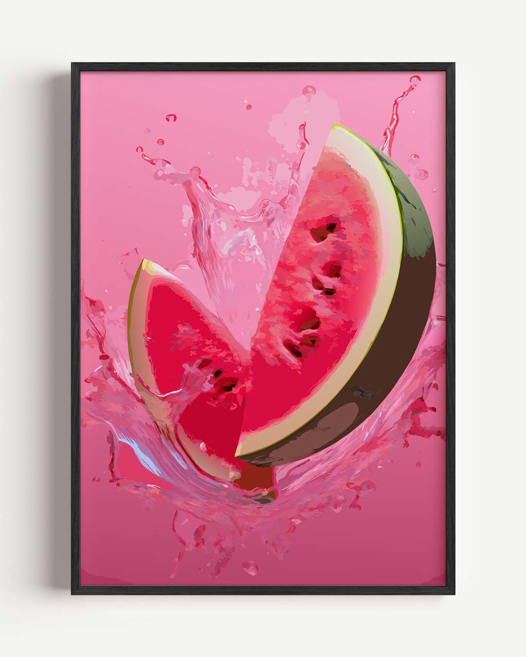 Verfrissende Watermeloen Splash Poster-WallArtistic