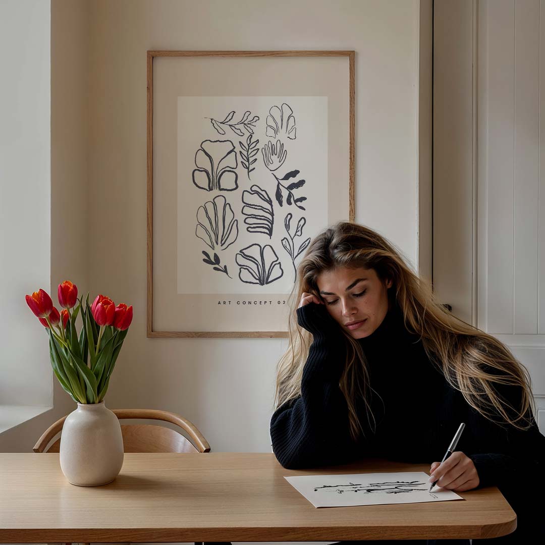 Botanische Print in Schetsstijl Poster-WallArtistic