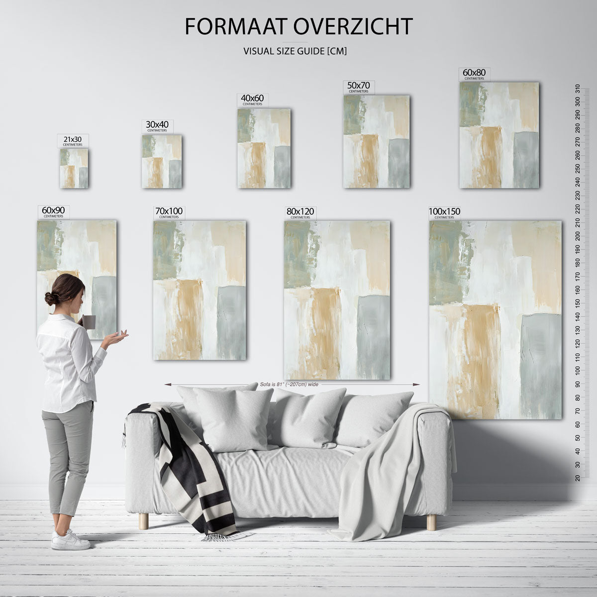 Abstracte beige en grijze vlakken Poster