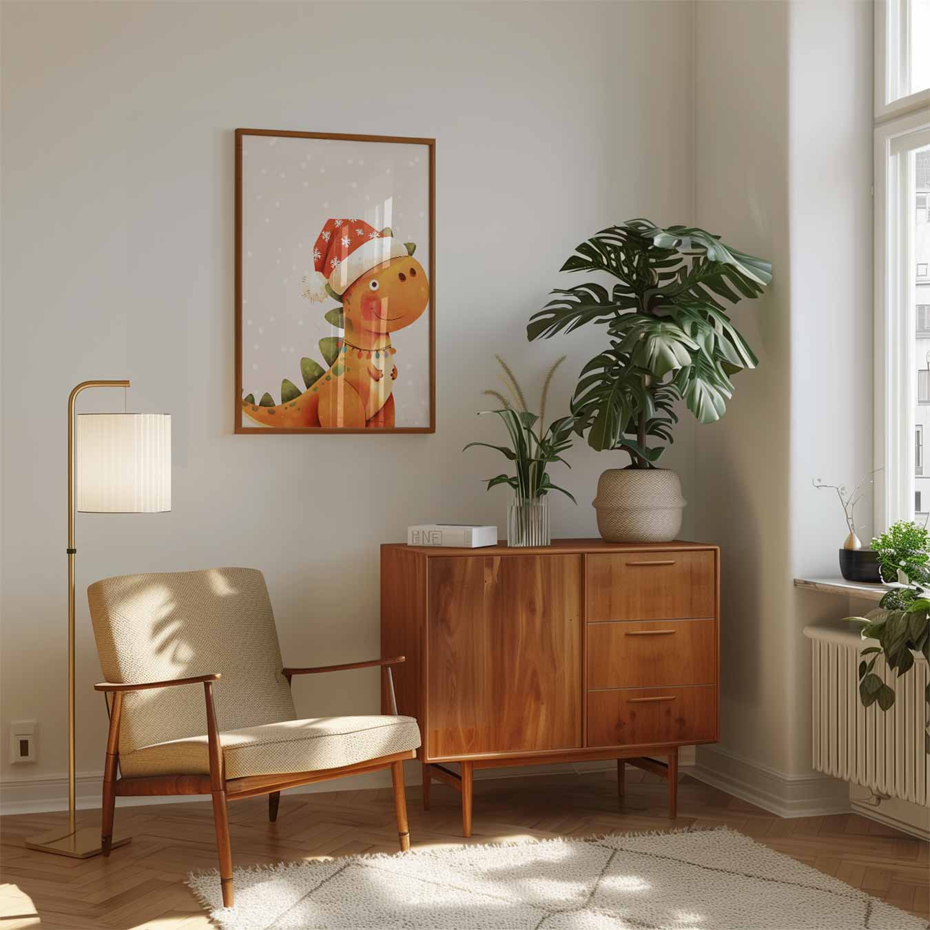 Kerst Dino Poster-WallArtistic
