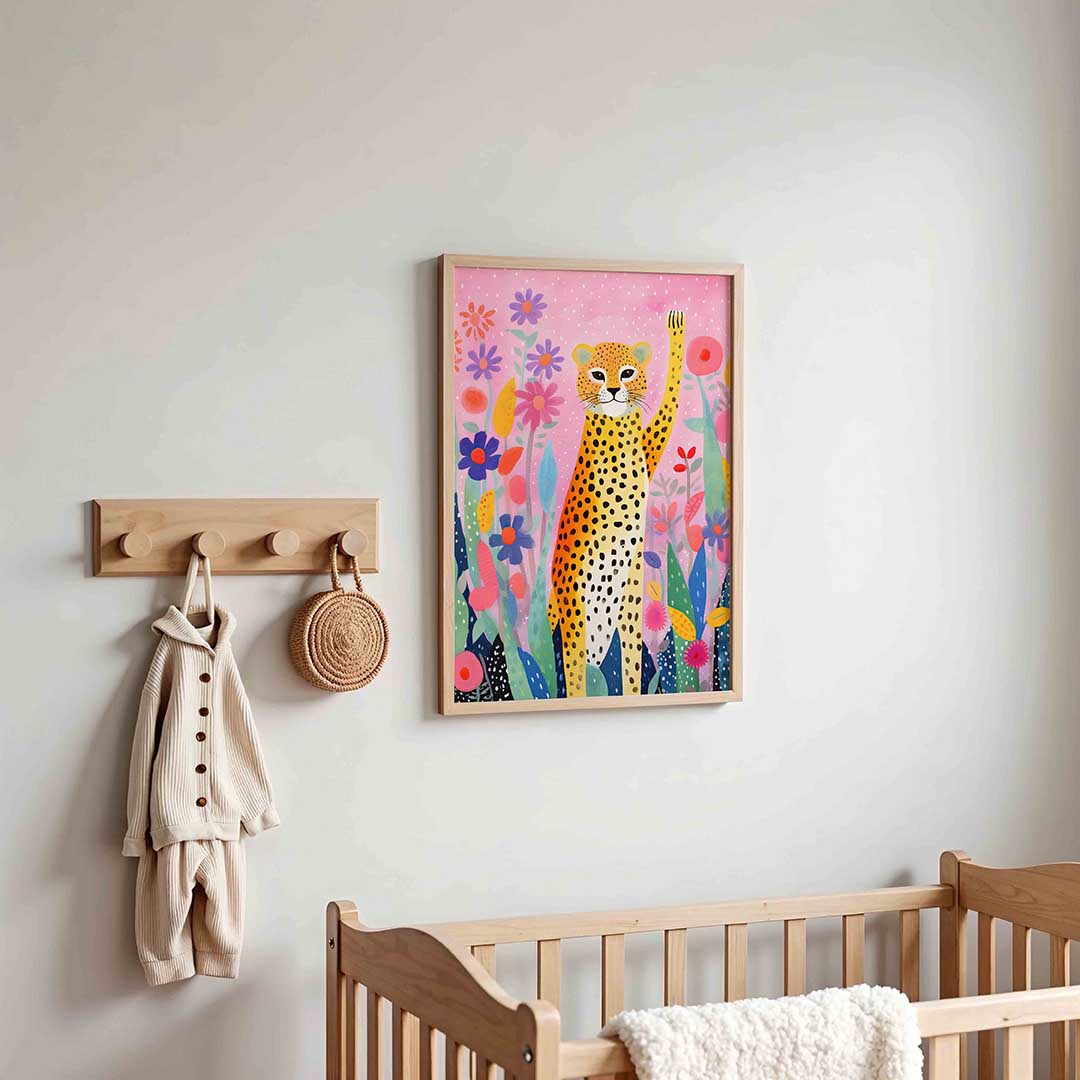 Luipaard en bloemen Poster